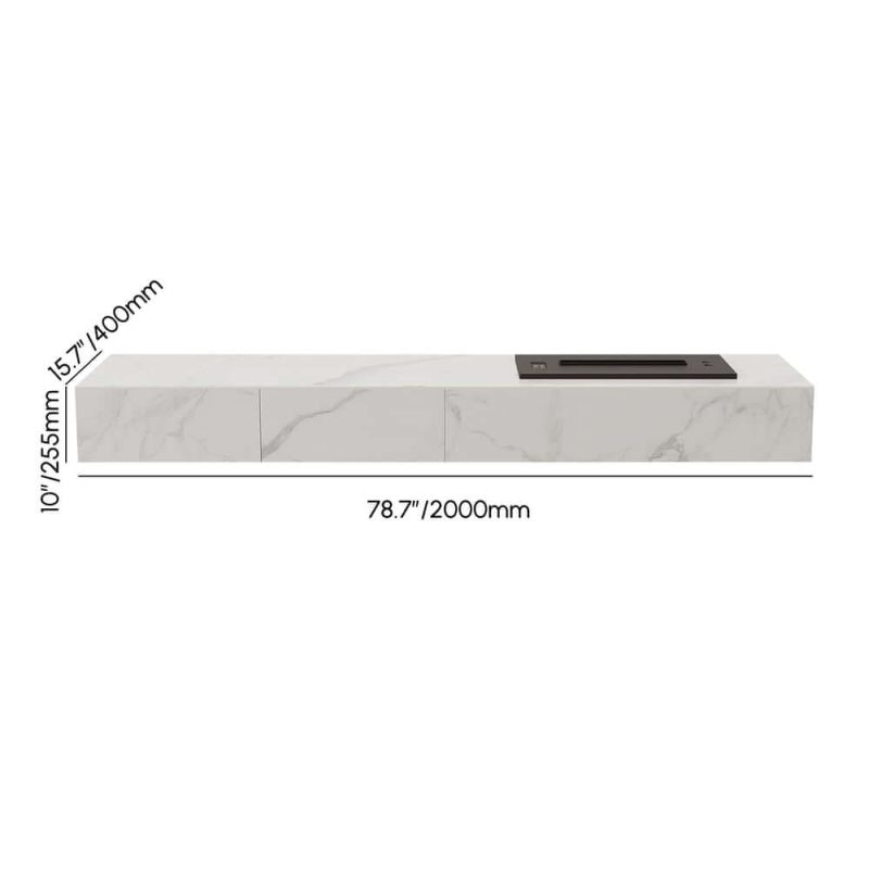 "Dimension of 79" Sintered Stone Electric Fireplace Humidifier TV Stand"