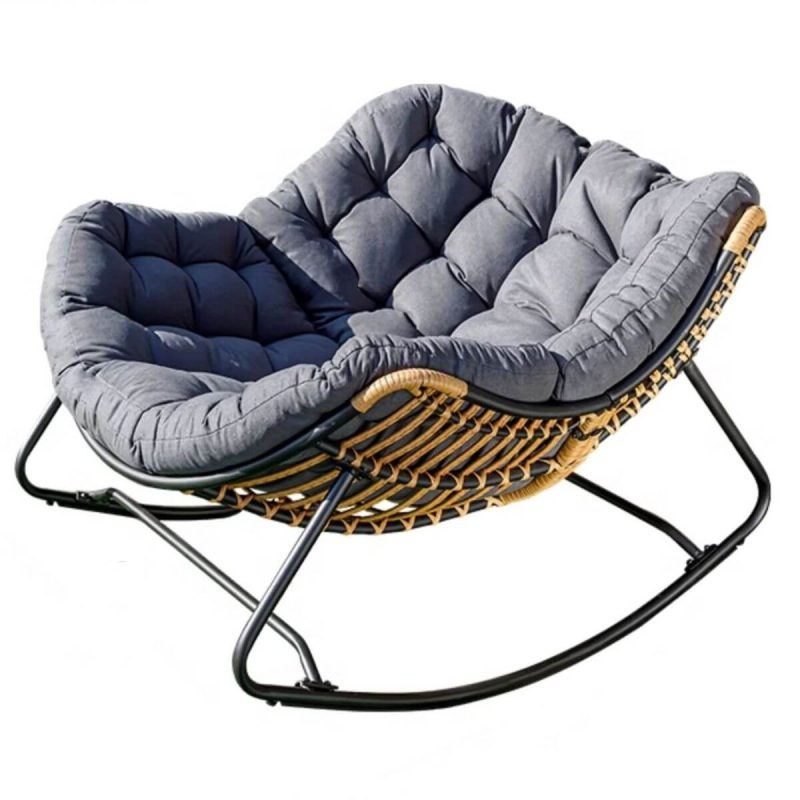 "Chalk Simple Upholstered Porch Rocker with Padded Style, Rocking Chair"