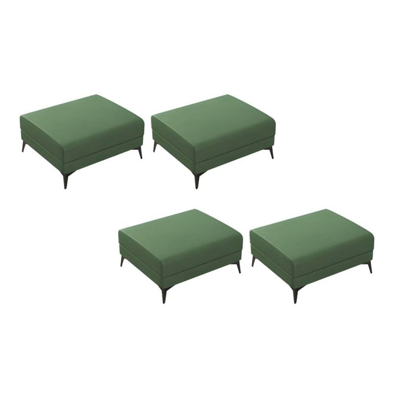 "Modern Faux Leather Rectangle Footstool with Wood Frame for Stylish Comfort - Army Green 4 Piece Set"