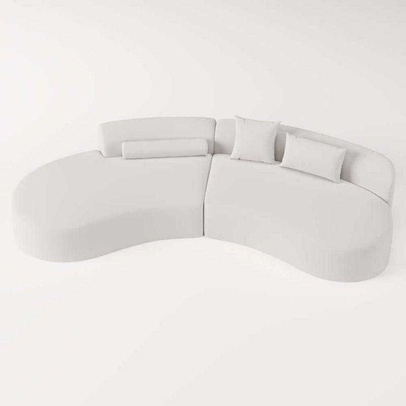 "109" 2-Piece Curved Leather Sectional Sofa with Pillows"