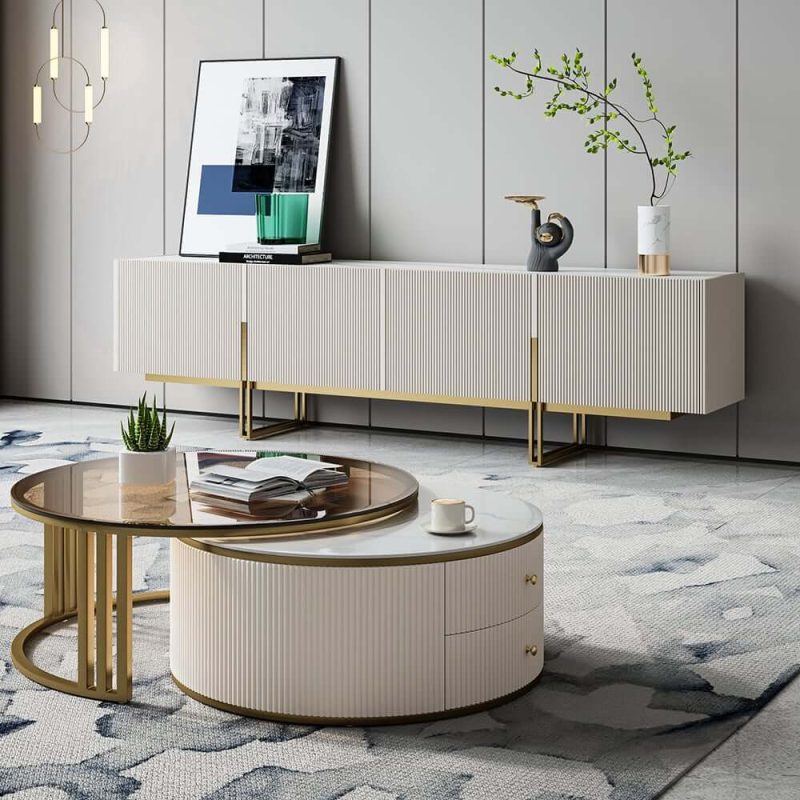 "Grovyn 86.6" TV Stand & Nesting Coffee Table Set"