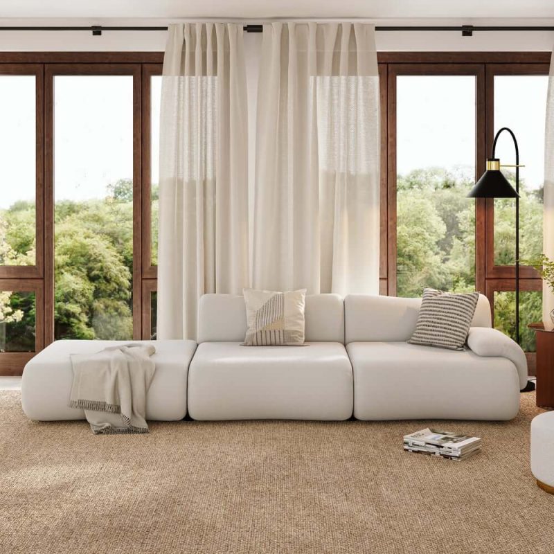"114" 3-Piece Modular Velvet Sectional with Ottoman"