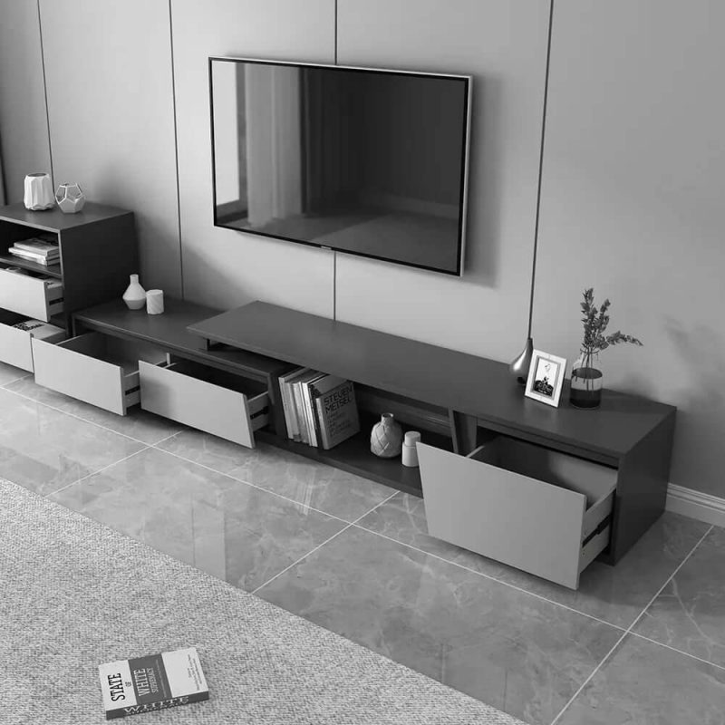 "Fero Extendable Gray TV Stand & Nesting Coffee Table Set"