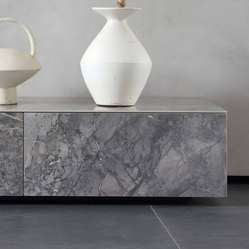 "Brown Stone TV Stand Console Contemporary Media Console with Drawers - 59.1"L x 15.7"W x 9.8"H"