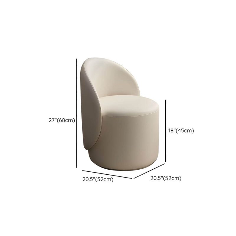 "Dimension of Modern Upholstered Vanity Stool with Swivel Back and Tall Height for Comfort - Microfiber Leather 1 Piece Beige"