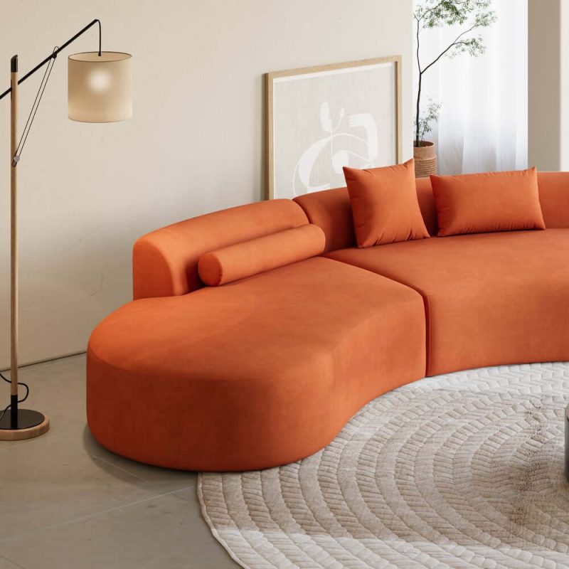 "109" 2-Piece Curved Velvet Sectional Sofa with Pillows"