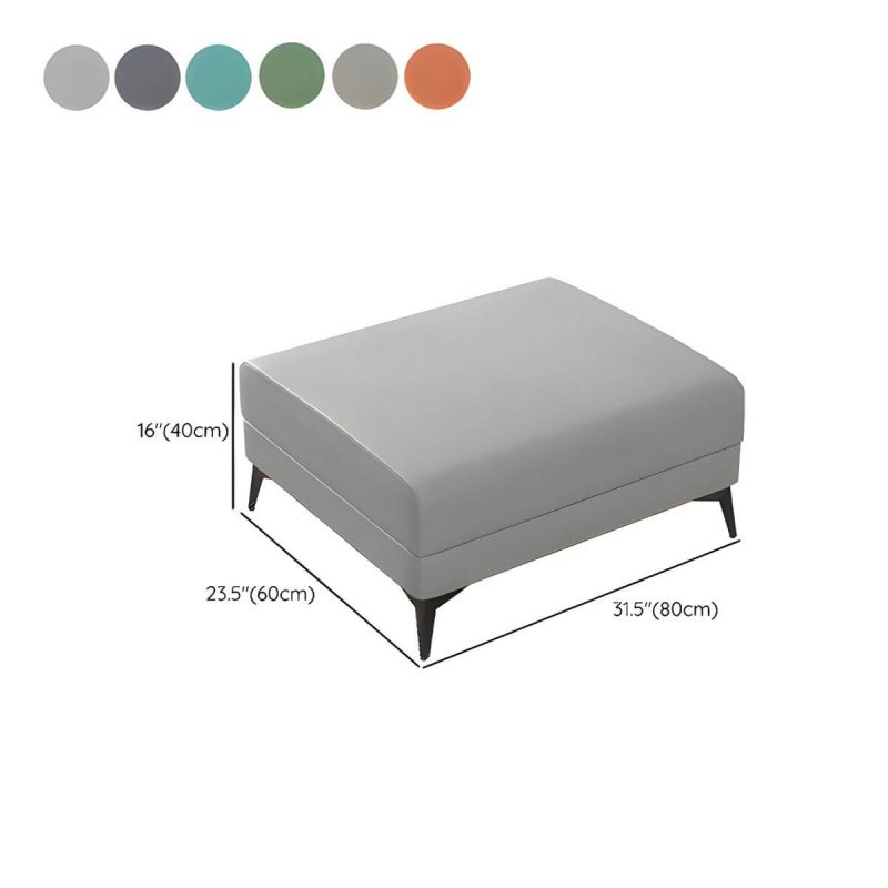 "Dimension of Modern Faux Leather Rectangle Footstool with Wood Frame for Stylish Comfort - Dark Gray 1 Piece"