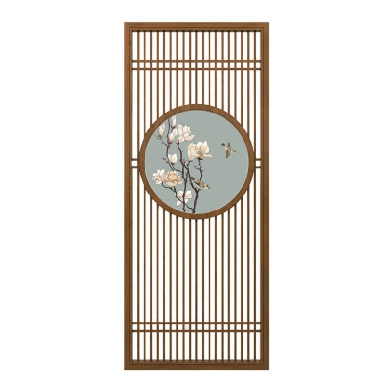 "Casual Indoor Cocoa Timber Room Screen, Translucent Single Panel, 31"L x 94"H"