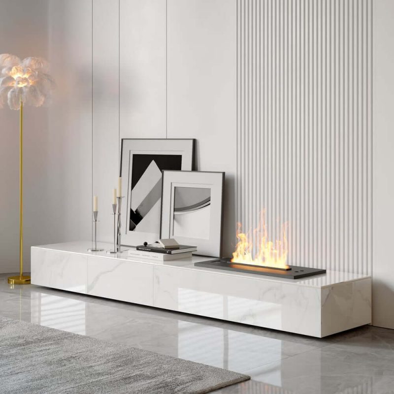 "87" Sintered Stone Electric Fireplace Humidifier TV Stand"