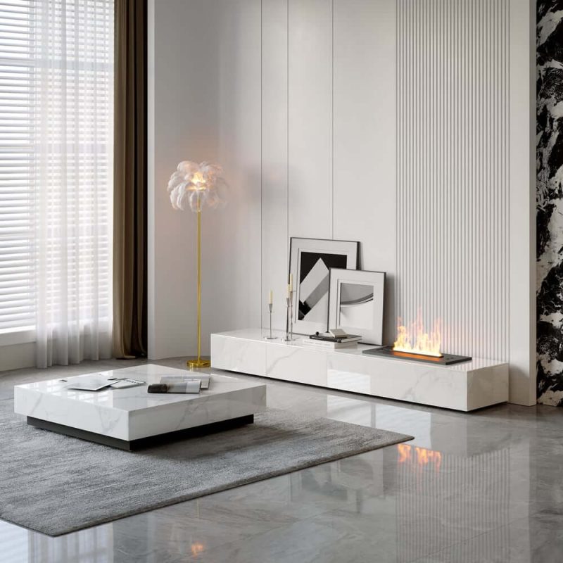 "87" Sintered Stone Electric Fireplace Humidifier TV Stand"