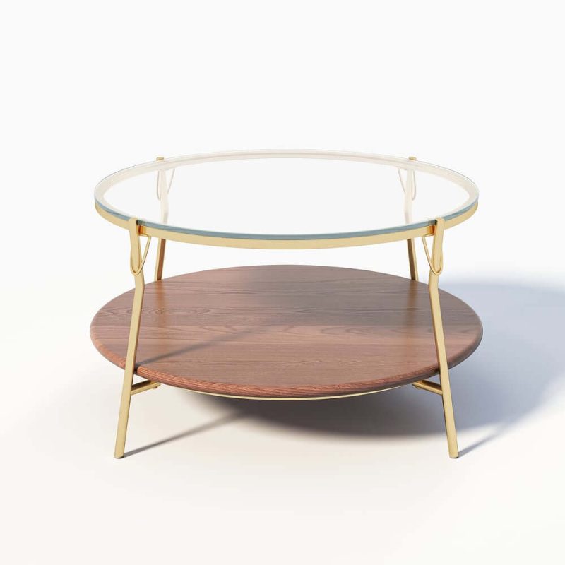 "30" Glass Top Walnut 2-Tiered Coffee Table"