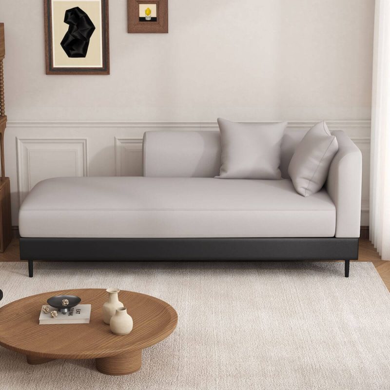 "Chaise Lounge Chair with Gray, Right-hand Arm, Cushioned, 78.7"L x 31.5"W x 33.5"H, Right-Arm Chaise"
