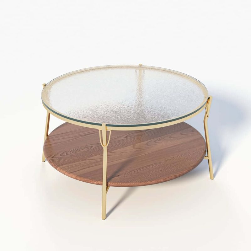 "30" Glass Top Walnut 2-Tiered Coffee Table"