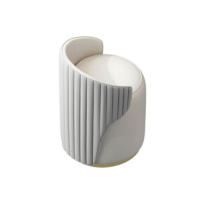 "Contemporary Round Vanity Stool with Faux Leather Upholstered for Bedroom - 1 Piece Grey Swivel"