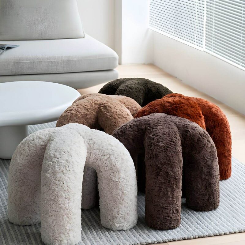 "Modern Upholstered Accent Stool with Metal Legs and Storage Not Included - Snow-White 16"L x 16"W x 16.5"H"