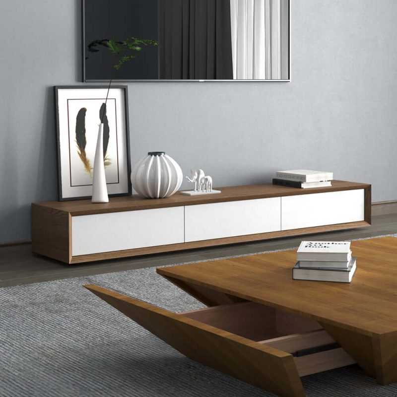 "Morami Modern 1800mm White TV Stand Rectangle Media Stand TV Console with 3 Drawers"