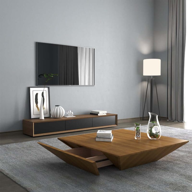 "Modern 71 Inch Walnut TV Stand Rectangle Media Stand Walnut TV Console with 3 Drawers"