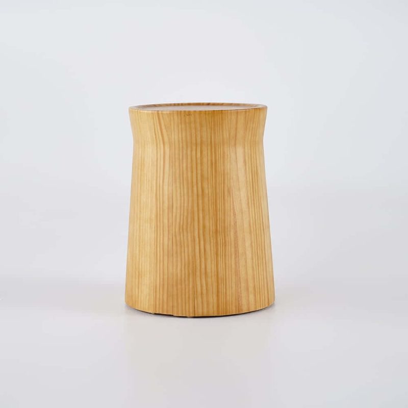 "Small Cottage Round Wood Side Table Tray Top in Beige End Table"