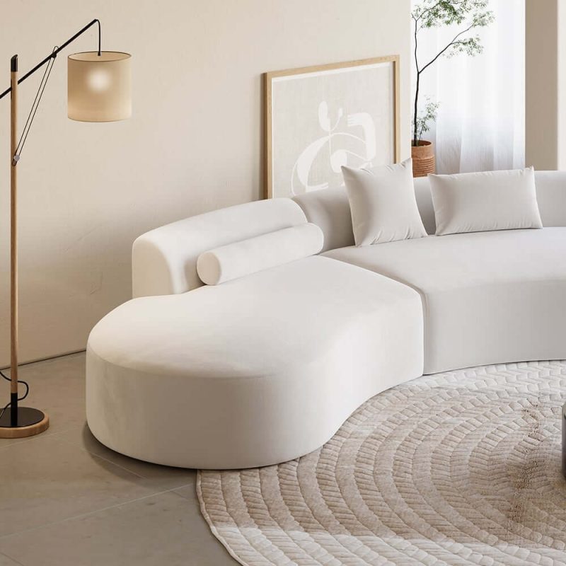 "109" 2-Piece Curved Velvet Sectional Sofa with Pillows"