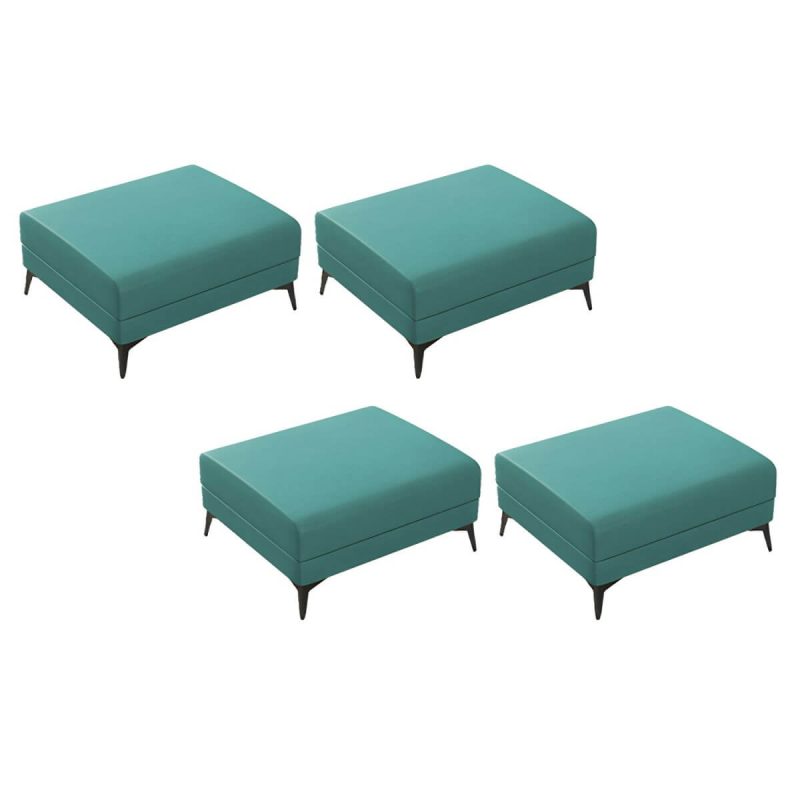 "Modern Faux Leather Rectangle Footstool with Wood Frame for Stylish Comfort - Cyan 4 Piece Set"