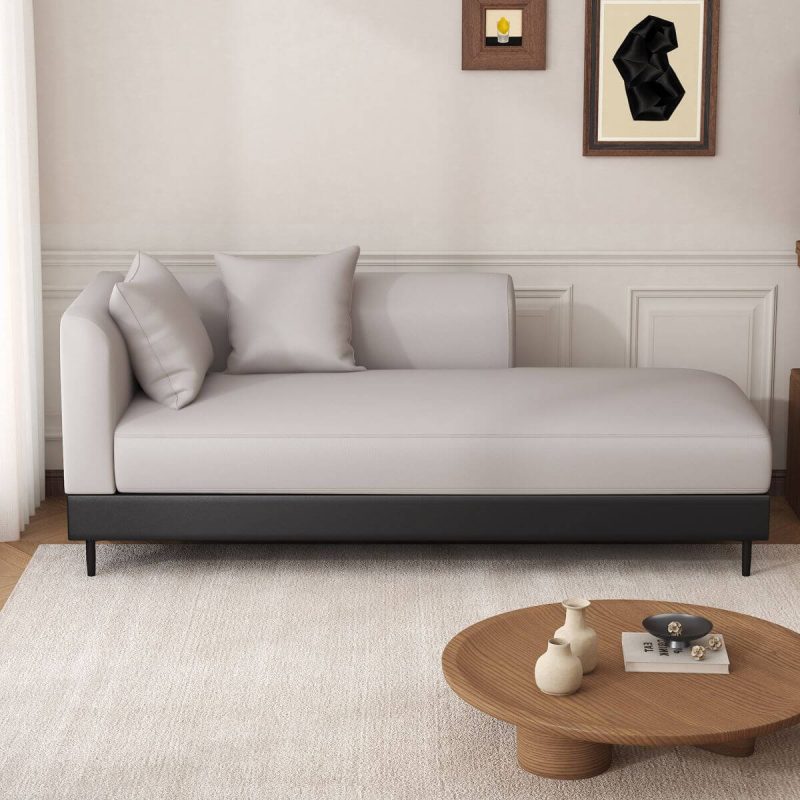 "Chaise Lounge Chair with Gray, Left Arm, Cushioned, 78.7"L x 31.5"W x 33.5"H, Left-Arm Chaise"