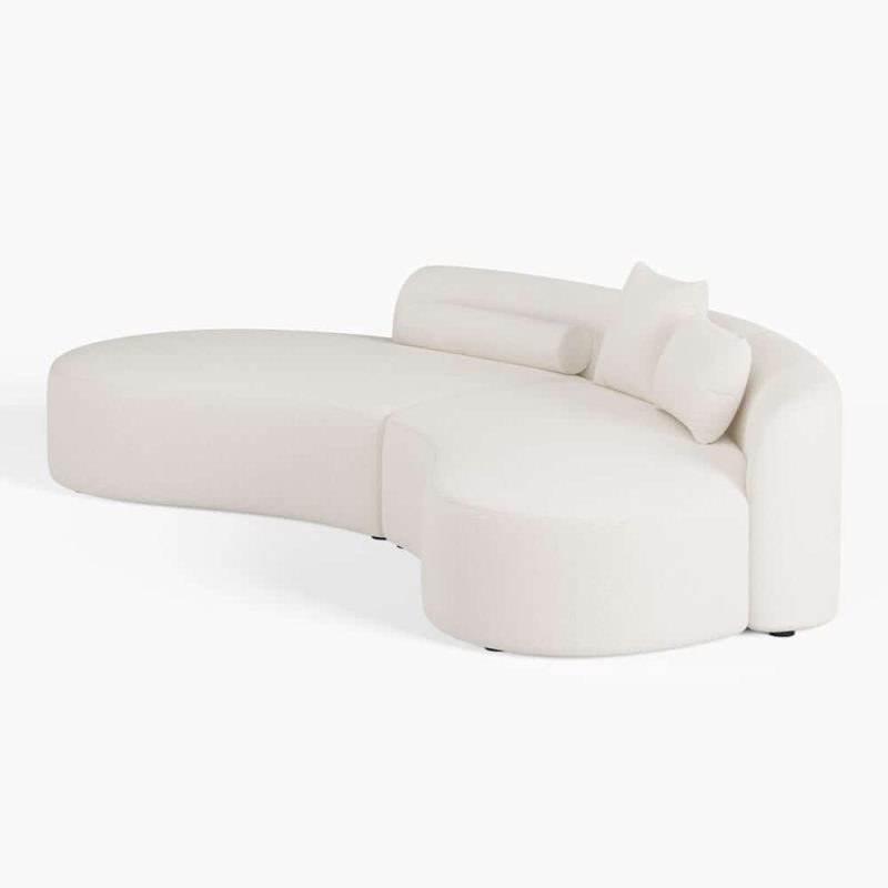 "109" 2-Piece Curved Boucle Sectional Sofa with Pillows"