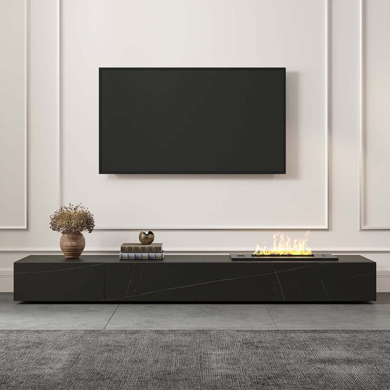 "87" Sintered Stone Electric Fireplace Humidifier TV Stand"