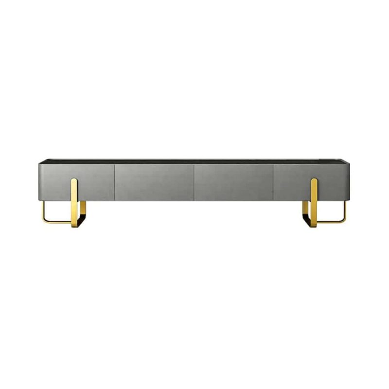 "79" Modern Gray TV stand Stone Top Minimalist Media Console with Drawers in Large"