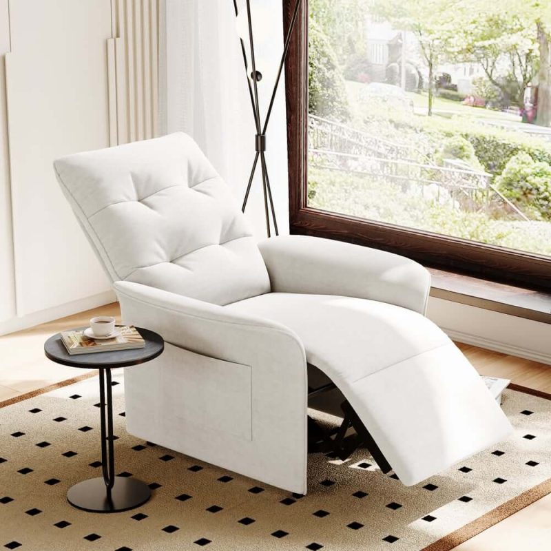 "Velvet Power Recliner Accent Chair with Side Pocket"