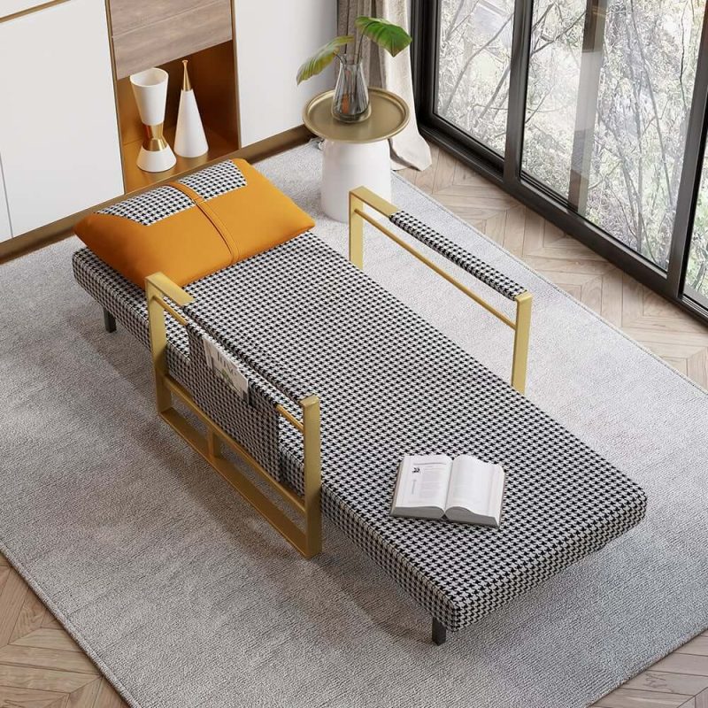 "77" Twin Linen Convertible Sleeper Sofa Bed Chair"