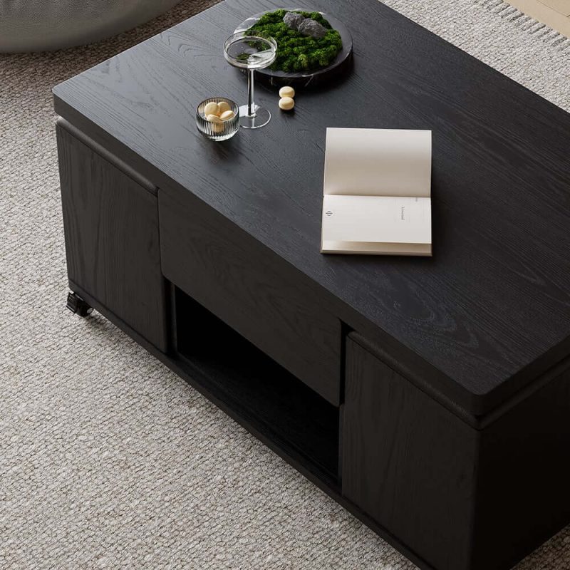 "39" Lift-Top Foldable Coffee Table with 4 Stools & Storage"