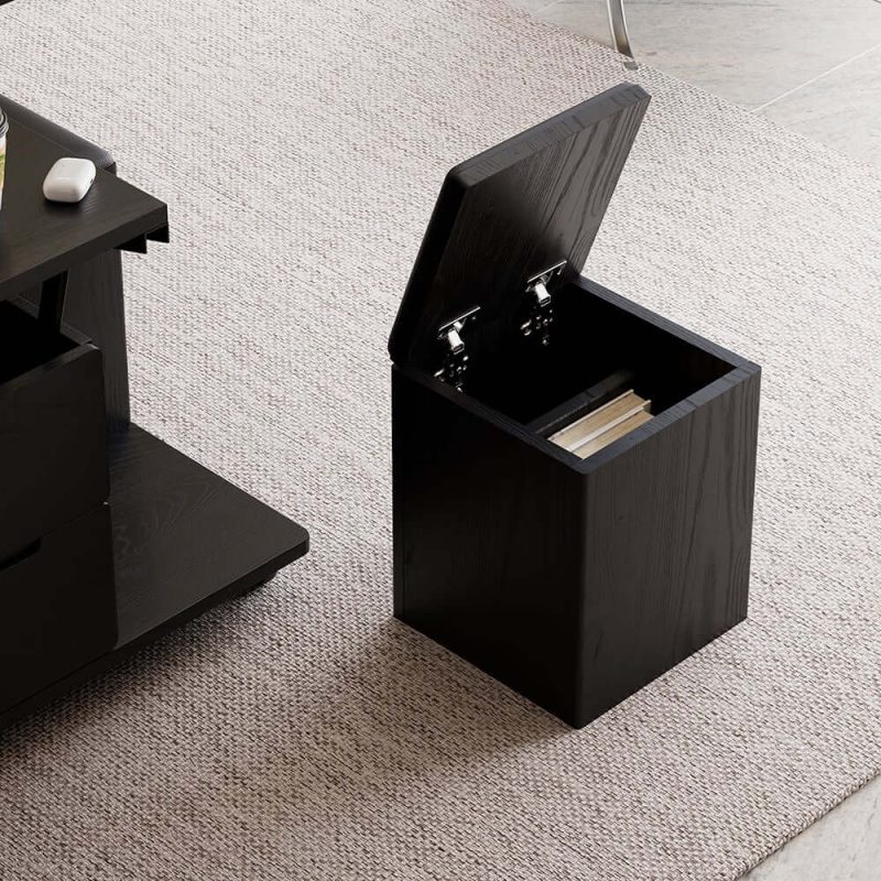 "39" Lift-Top Foldable Coffee Table with 4 Stools & Storage"