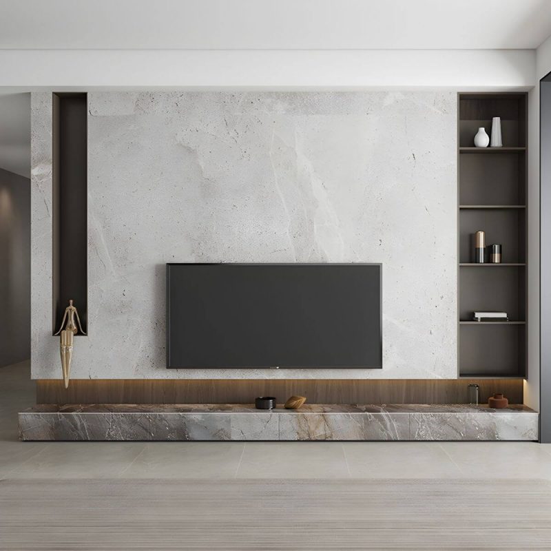 "Brown Stone TV Stand Console Contemporary Media Console with Drawers - 94.5"L x 16"W x 10"H"