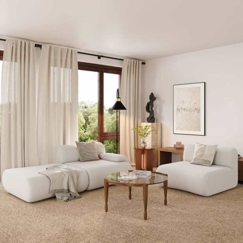 "114" 3-Piece Modular Velvet Sectional with Ottoman"