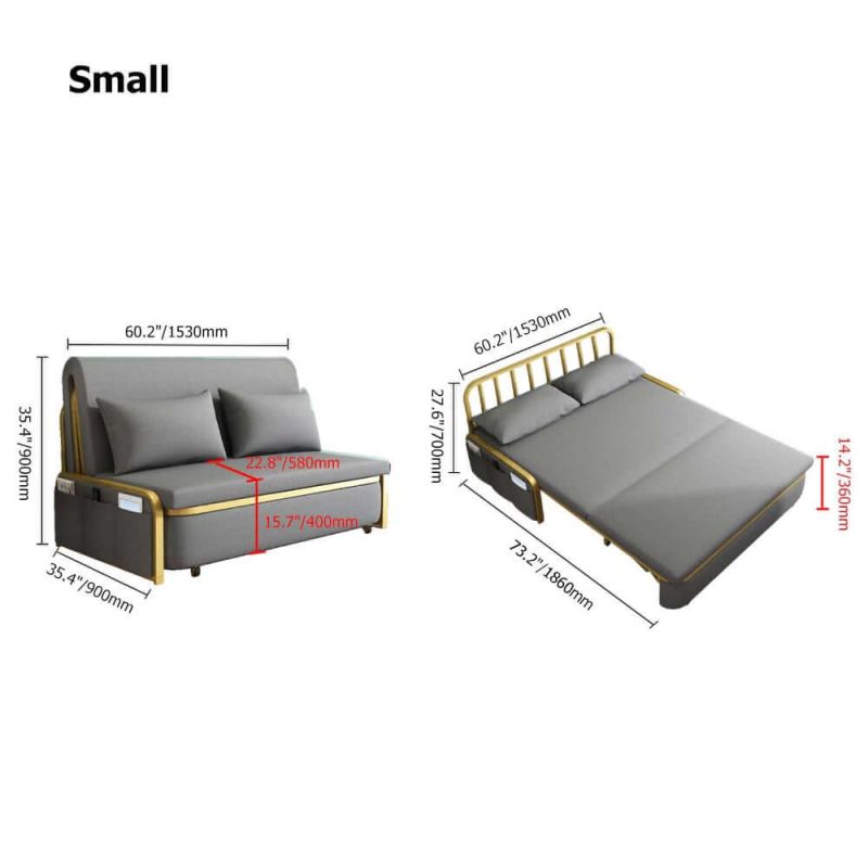 "Dimension of 71" Queen 2-Seater Leath-aire Sleeper Sofa"