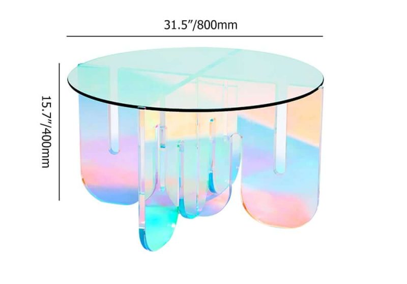 "Dimension of Iridescent Transparent Acrylic Modern Design Fashionable Round Coffee Table"