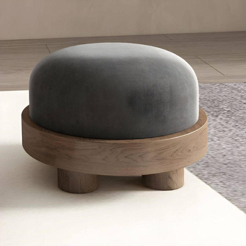 "Modern Flannel Round Ottoman in Small Size for Stylish and Functional Home Decor - Non-Detachable and Nonwashable Yellow 1 Piece"