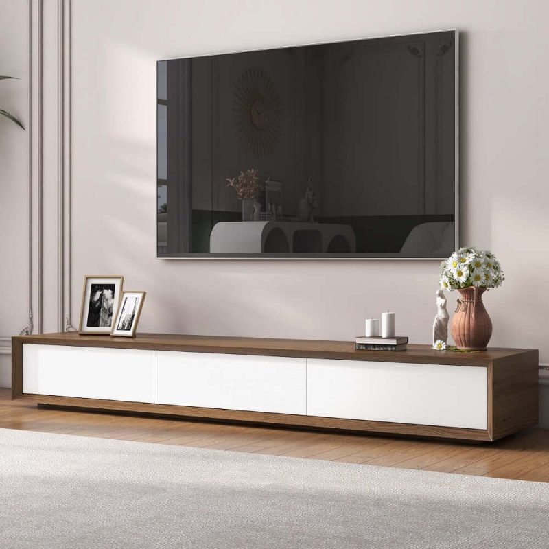 "Morami Modern 1800mm White TV Stand Rectangle Media Stand TV Console with 3 Drawers"