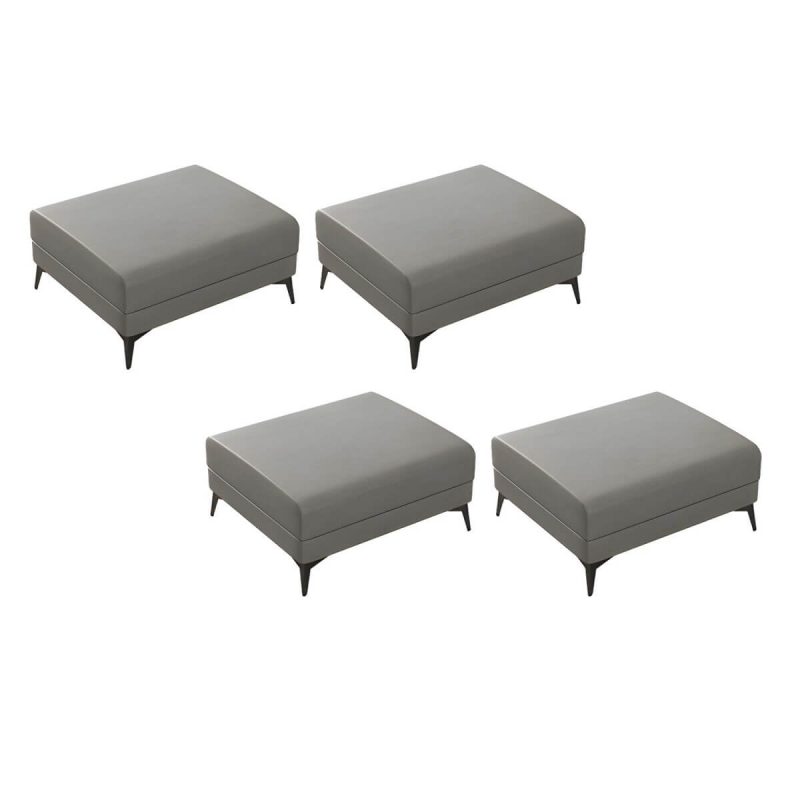 "Modern Faux Leather Rectangle Footstool with Wood Frame for Stylish Comfort - Beige-Coffee 4 Piece Set"