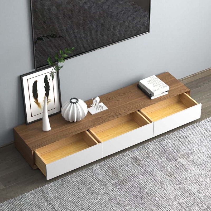 "Morami Modern 1800mm White TV Stand Rectangle Media Stand TV Console with 3 Drawers"