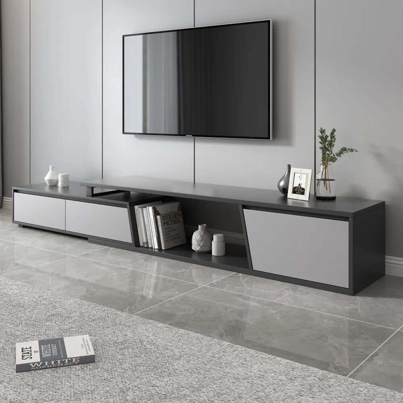 "Fero Extendable Gray TV Stand & Nesting Coffee Table Set"