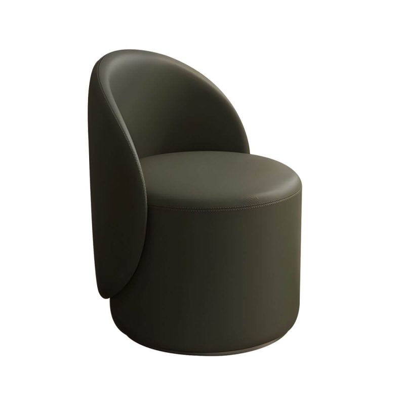 "Modern Upholstered Vanity Stool with Swivel Back and Tall Height for Comfort - Microfiber Leather 1 Piece Army Green"