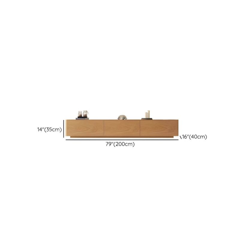 "Dimension of Natural Engineered Wood TV Console Modern Cable Management Media Console - 79"L x 16"W x 14"H"