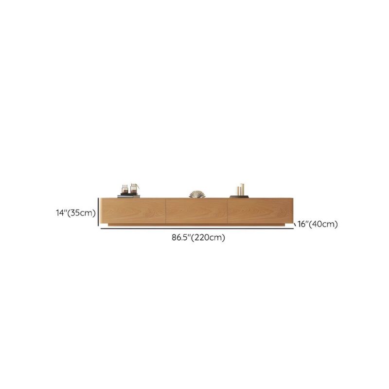 "Dimension of Natural Engineered Wood TV Console Modern Cable Management Media Console - 87"L x 16"W x 14"H"