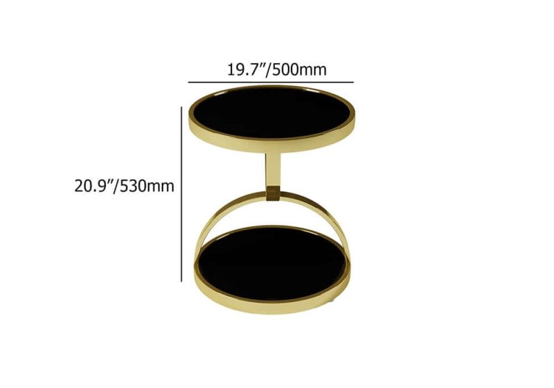 "Dimension of 20" Round Tempered Glass Gold Side Table"