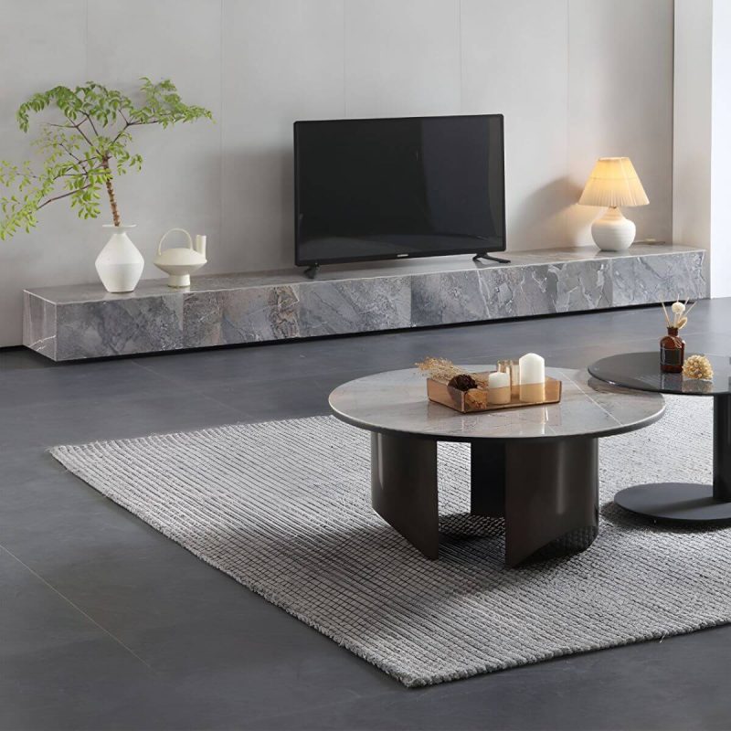 "Brown Stone TV Stand Console Contemporary Media Console with Drawers - 94.5"L x 16"W x 10"H"