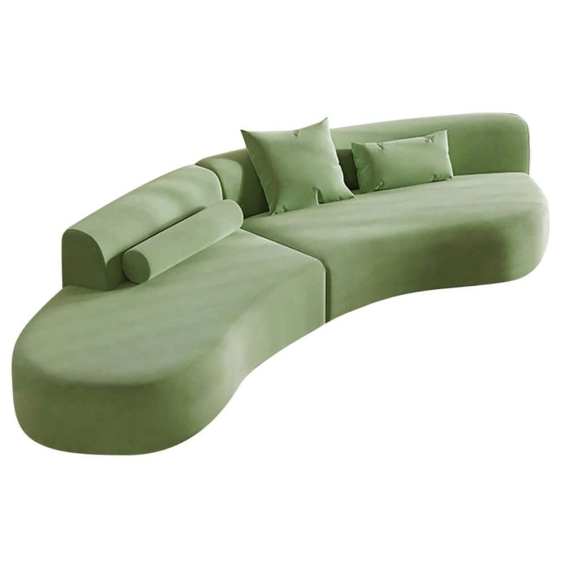 "109" 2-Piece Curved Velvet Sectional Sofa with Pillows"