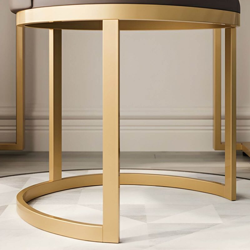 "Elegant Upholstered Vanity Stool with Storage, Metal Frame and Contemporary Design - Brown"