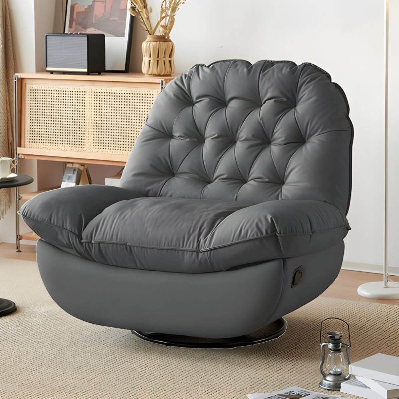 "Modern Standard Recliner with Tufted Design and Arm Compartment Storage - Gray Standard (No Motion)"