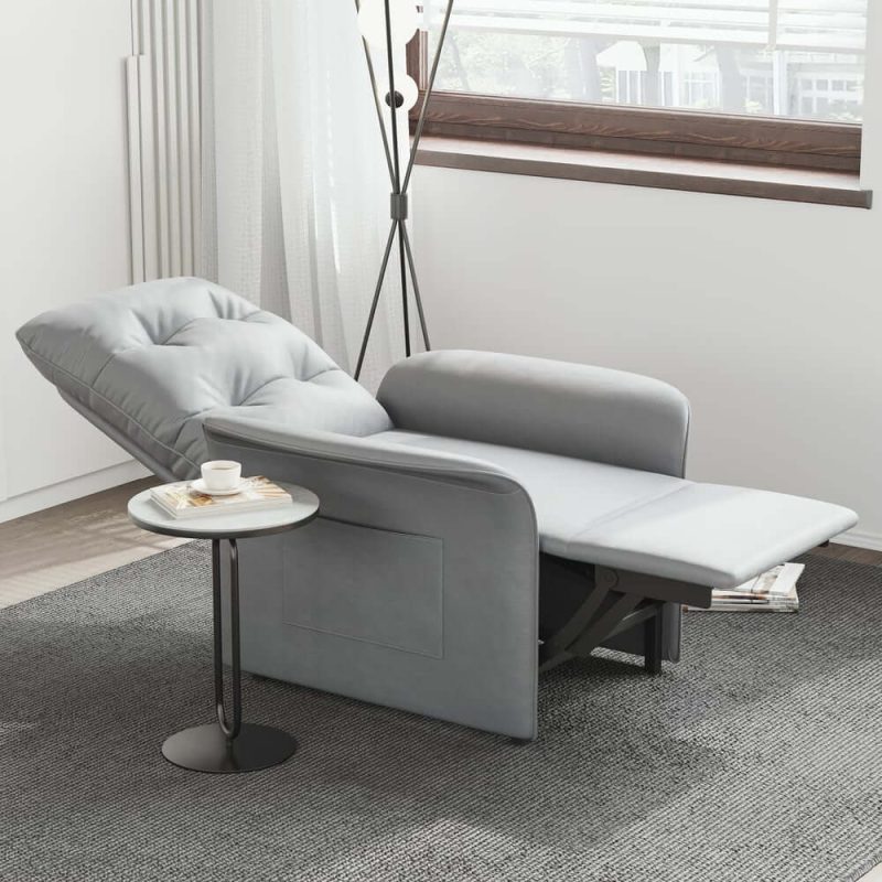 "Leather Power Recliner Accent Chair with Side Pocket"